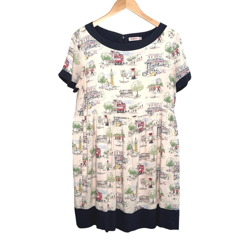 Cath Kidston LONDON busses print edition rayon dress size 14 lined